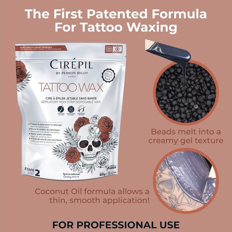 Cirepil Tattoo Wax Beads - 800g Patented Formula for Illuminating & Brightening Tattooed Skin