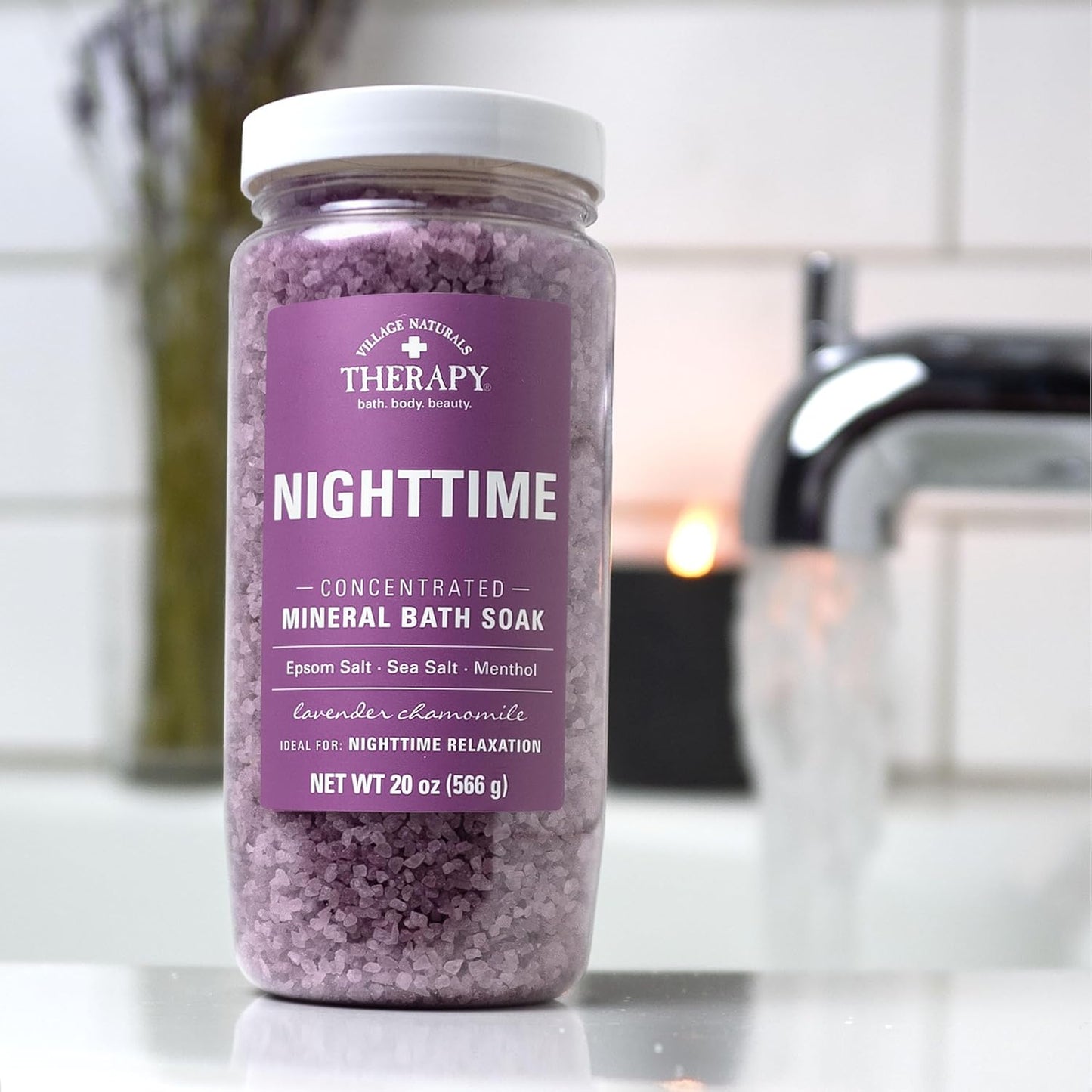 Nighttime Concentrated Mineral Bath Soak - Village Naturals Therapy | 20 oz, Pack of 4