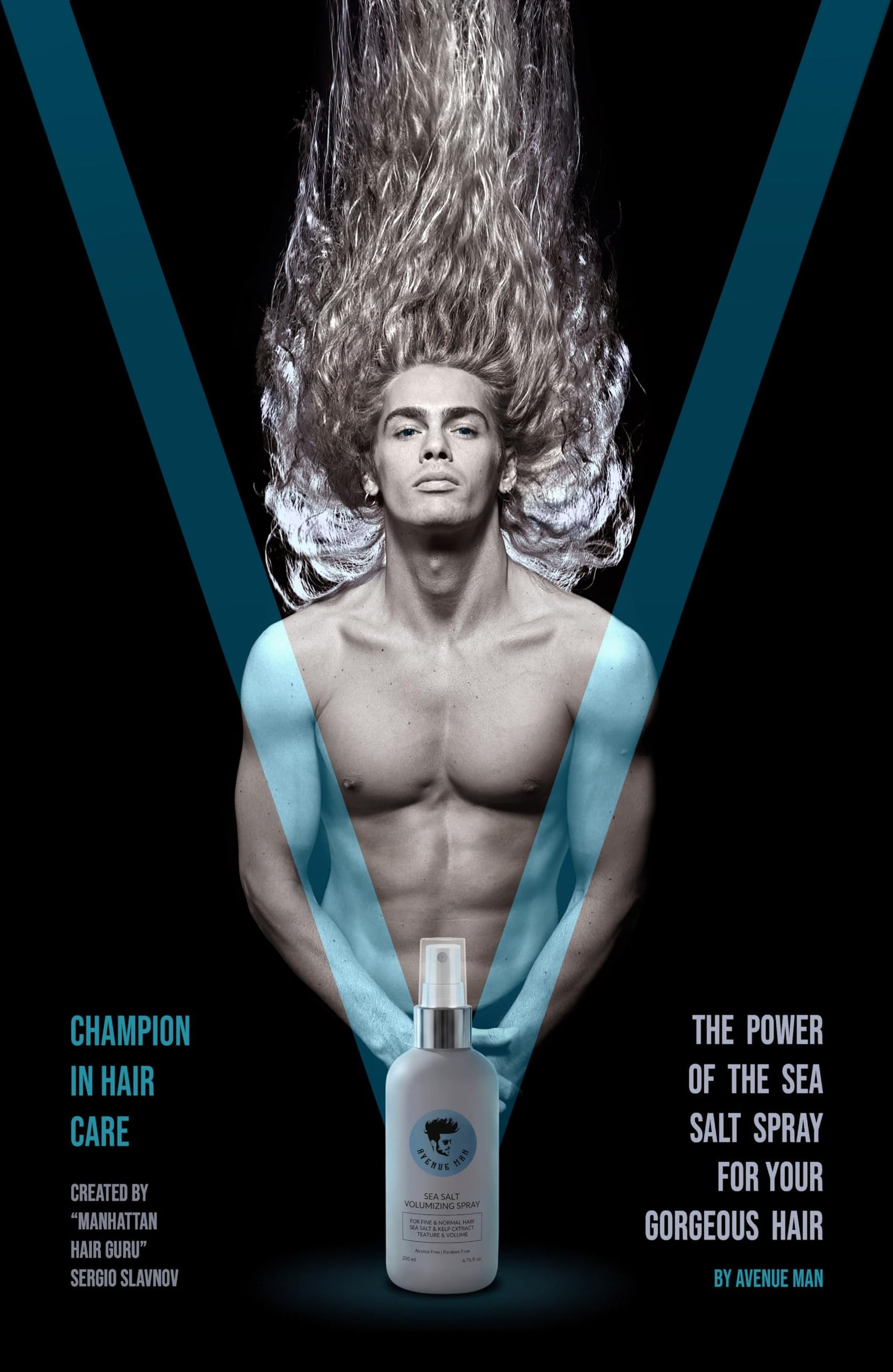 Avenue Man Volumizing Sea Salt Spray for Men - Lightweight Sea Salt Hair Spray for Men - Paraben & Sulfate-Free - Mens Hairspray for Fine & Normal Hair with Kelp, Papaya, Brown Seaweed - 6.76 oz