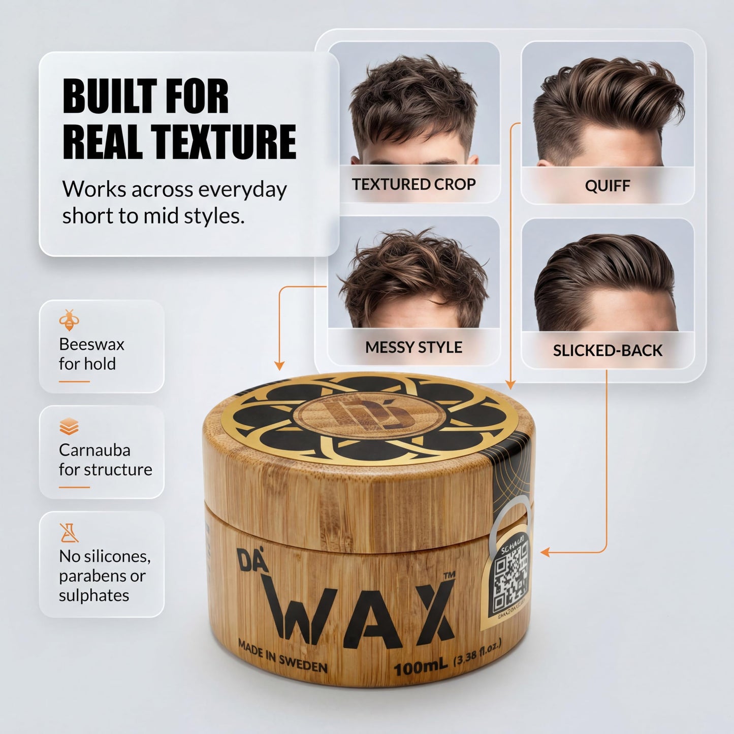 Da Dude Hair Wax for Men – Strong Hold, Matte Finish, Non-Greasy and Long-Lasting hair styling wax 3.38 oz