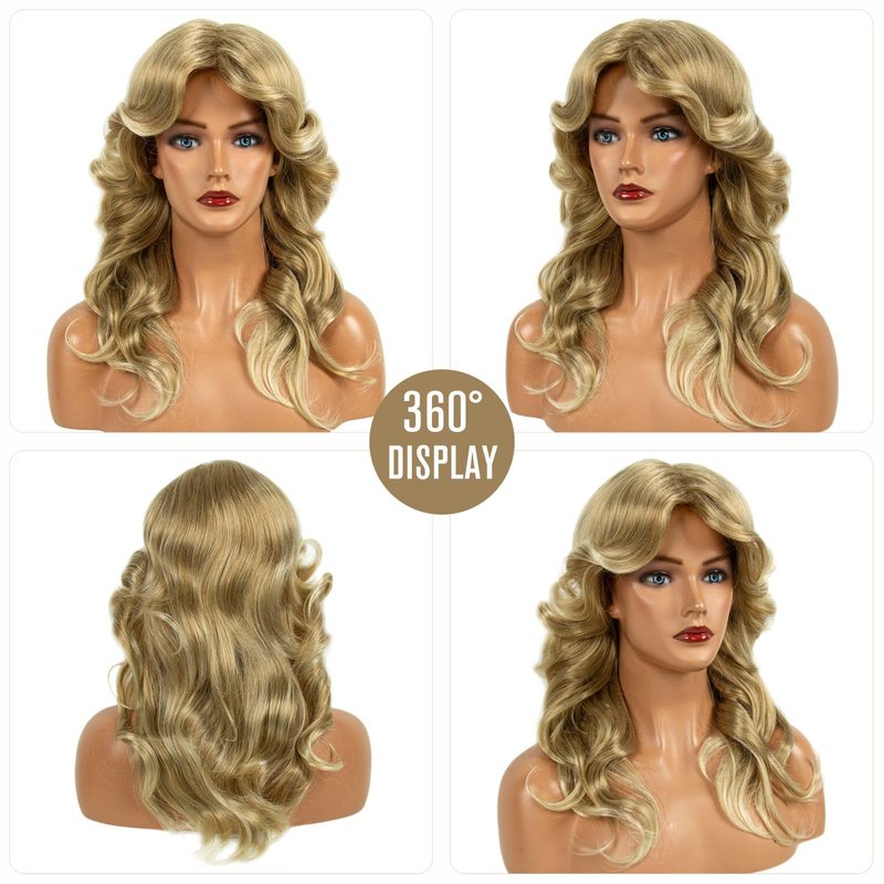 MEDISIFA Blonde 70s Disco Wig Farrah Fawcett Wigs for Women Lady Natural Synthetic Full Wigs Vintage Cosplay Costume Hair Wig