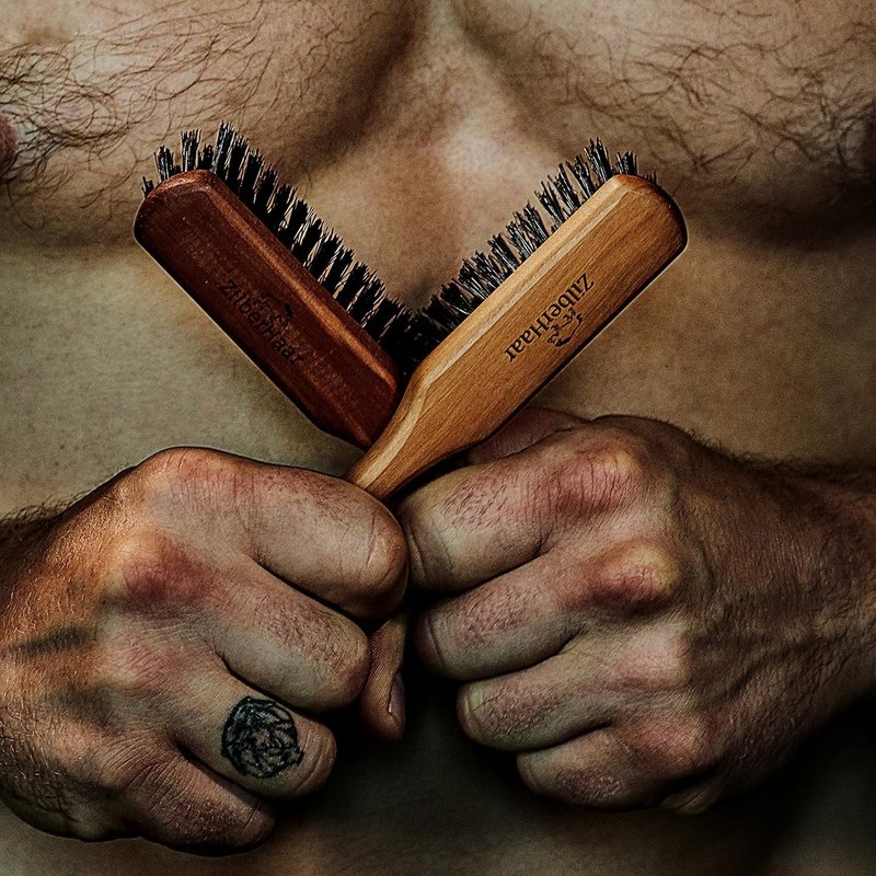 ZilberHaar Beard Brush - Soft Boar Bristles for Grooming | Promotes Growth & Straightens Beards