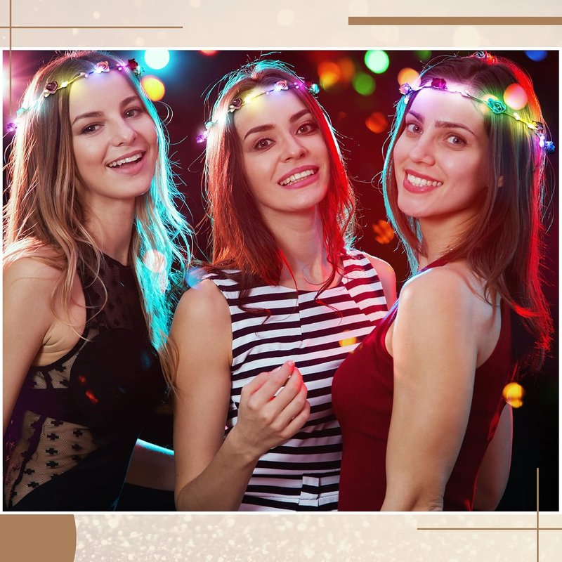 LED Flower Crown Headbands - 30 Pcs Glowing Floral Wreaths for Women | Perfect for Parties, Weddings & Cosplay