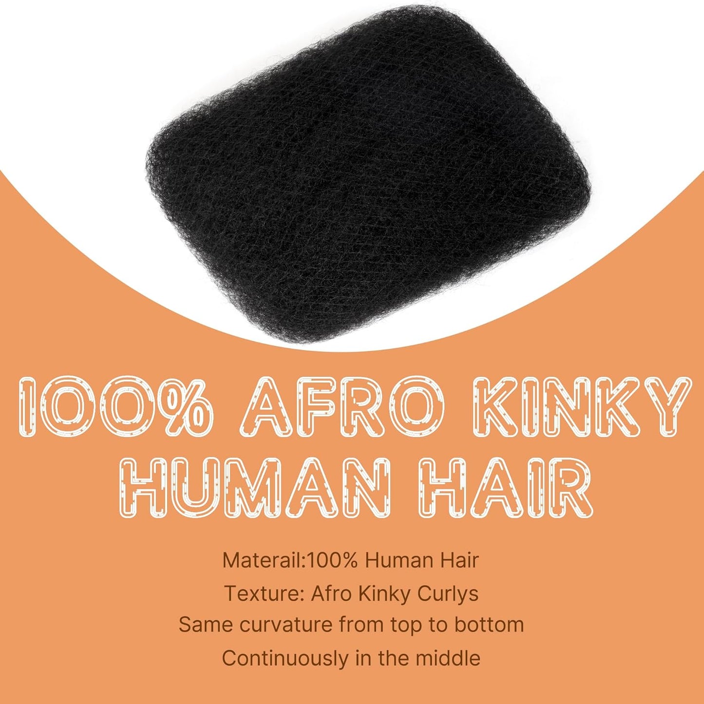 Afro Kinky Bulk Human Hair - 4C Kinky-Curly Extensions for Twists & Dreadlocks | 50g Pack, 14 Inch, Color 1B