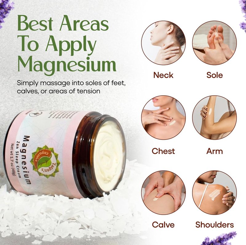 Magnesium Zen Sleep Cream - Organic Relaxation Formula for Natural Sleep | Moisturizing & Cruelty-Free (1.7 oz)