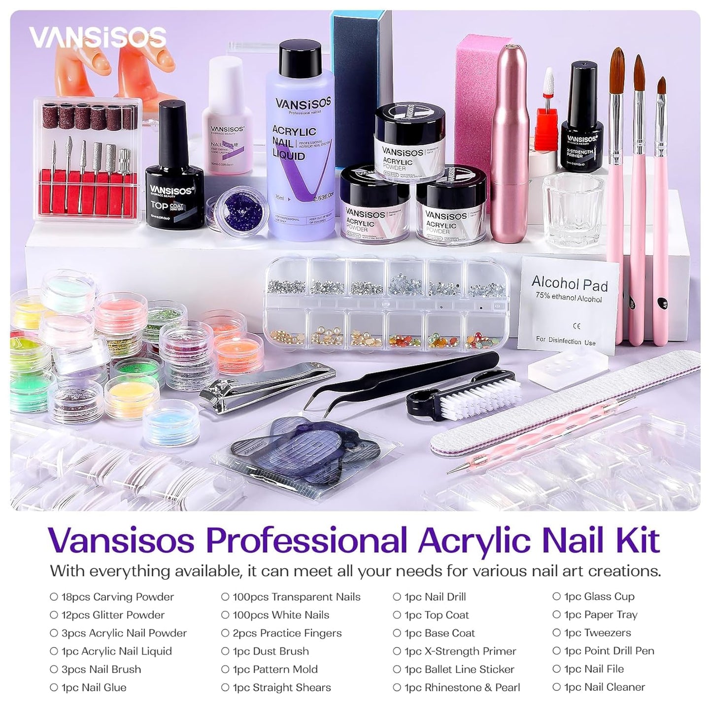 Acrylic Nail Kit for Beginners - Complete Professional Set with Drill, Powder & Liquid | DIY Manicure Supplies