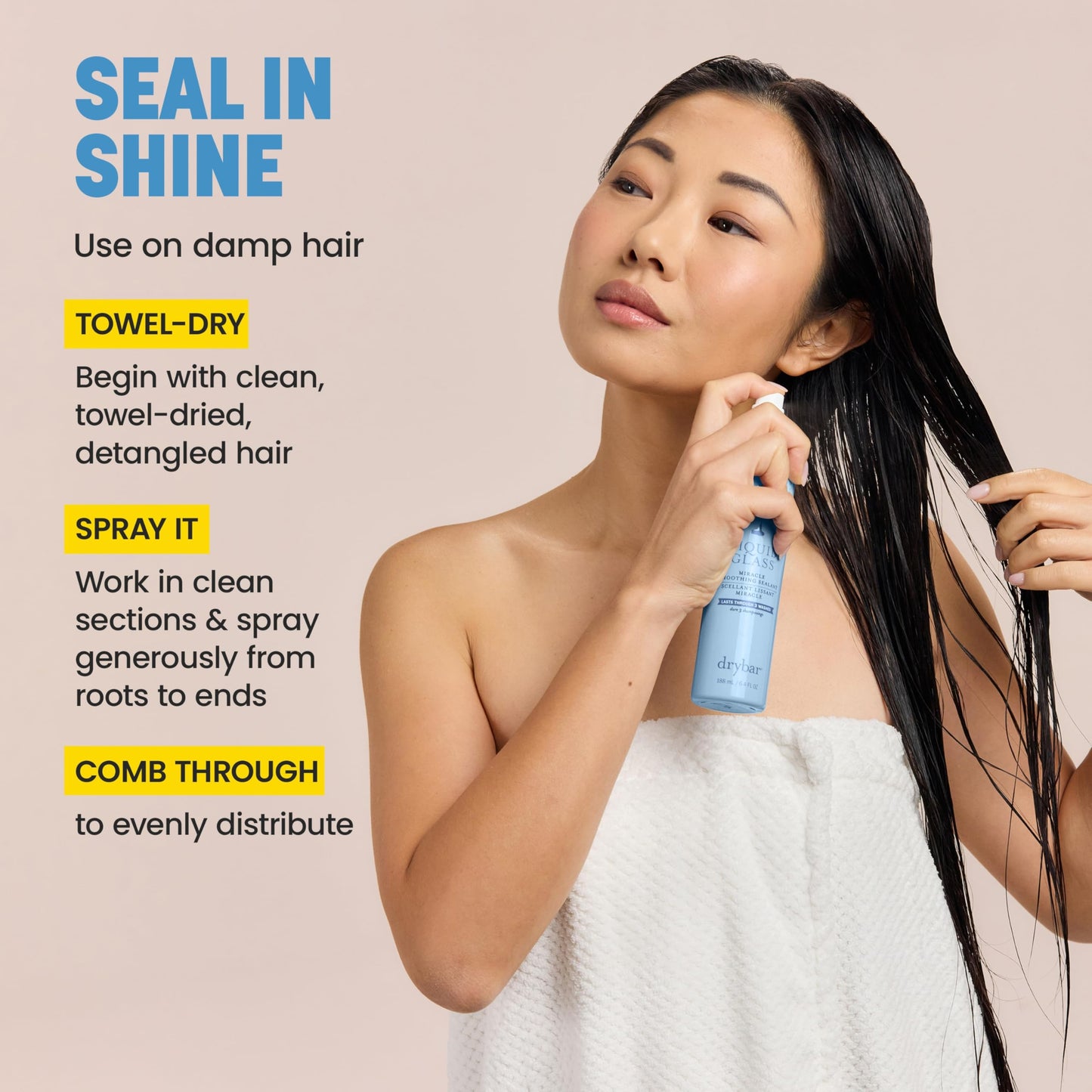Drybar Liquid Glass Moisture-Rich Miracle Smoothing Sealant for Fine-Medium Hair | Heat Protectant for Hair, Lasts Through 3 Washes for Long-Lasting Frizz Resistance and High-Shine Finish