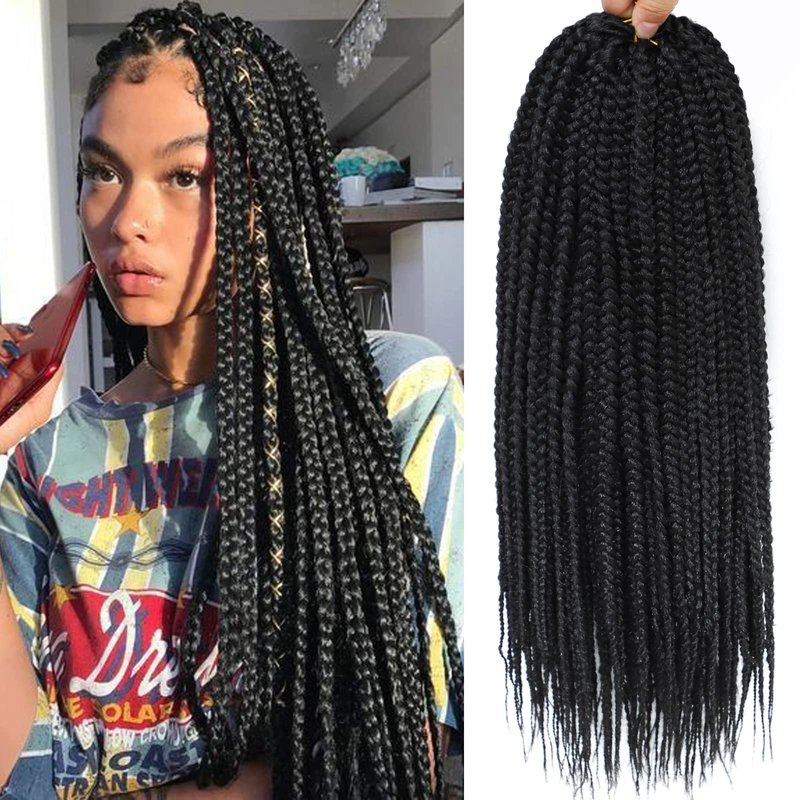 8 Packs Crochet Braids for Back Women 18 Inch Crochet Box Braids Prelooped Crochet Hair for Black Women Box Braids Crochet Hair Extensions