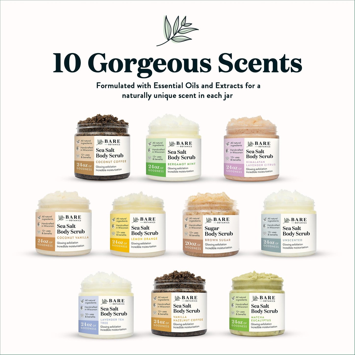 Bare Botanics Palm Dry Brush + Unscented Body Salt Scrub
