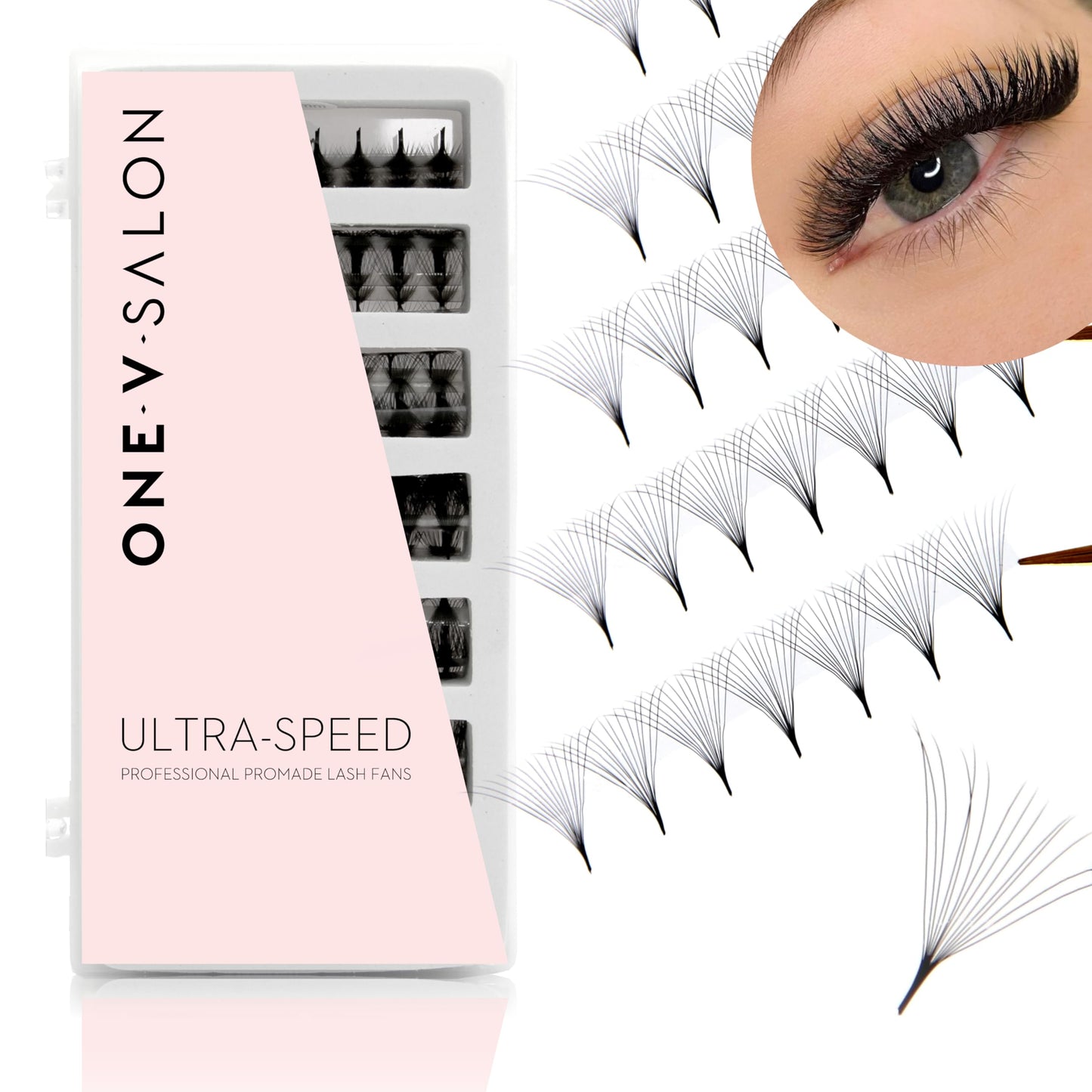 One V Salon Pro 14D Ultra-Speed Promade Fans,1000 Premade Extreme Mega Volume Lash Fans | C Curl | 0.05 | 9–15 mm Mixed Lengths | Thin Base, Fast Application Eyelash Extensions(Ultra 14D-0.05-C Curl)