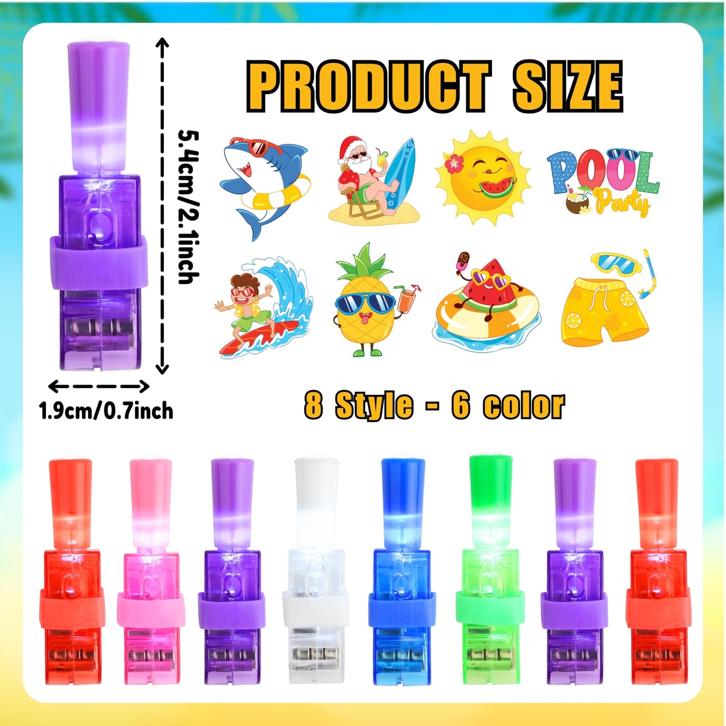 72 PCS Summer Glow in The Dark Party Favors for Kids – 48 Luminous Tattoos & 24 LED Finger Lights, Birthday Goodie Bag Fillers, Pinata Stuffers, Neon Party Supplies for Boys & Girls