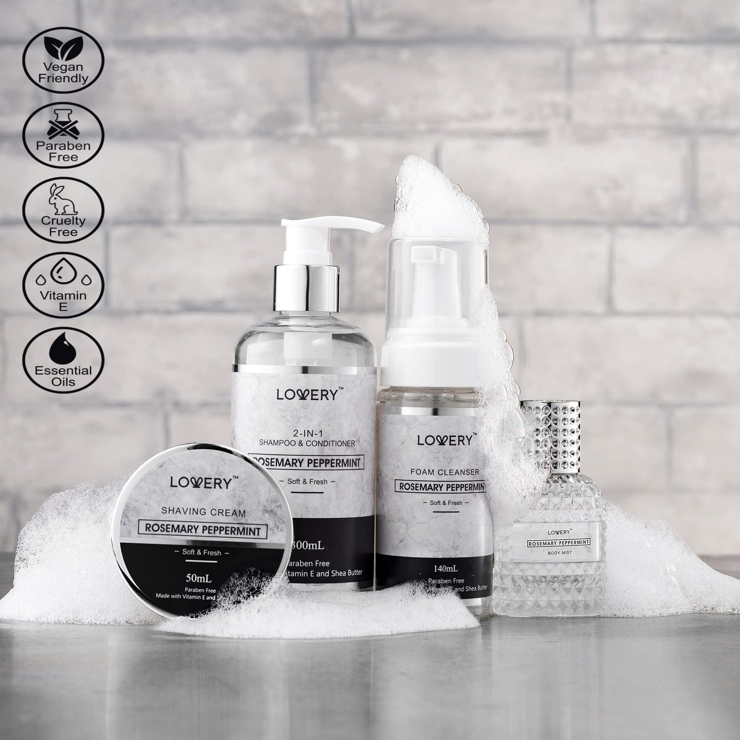 Birthday Gifts, Bath and Body Grooming Self Care Baskets, Rosemary Peppermint Birthday Gifts for Dad, Husband, Him Boyfriend, Spa Basket with Pheromone Perfume, Foam Soap, Beard Brush & More