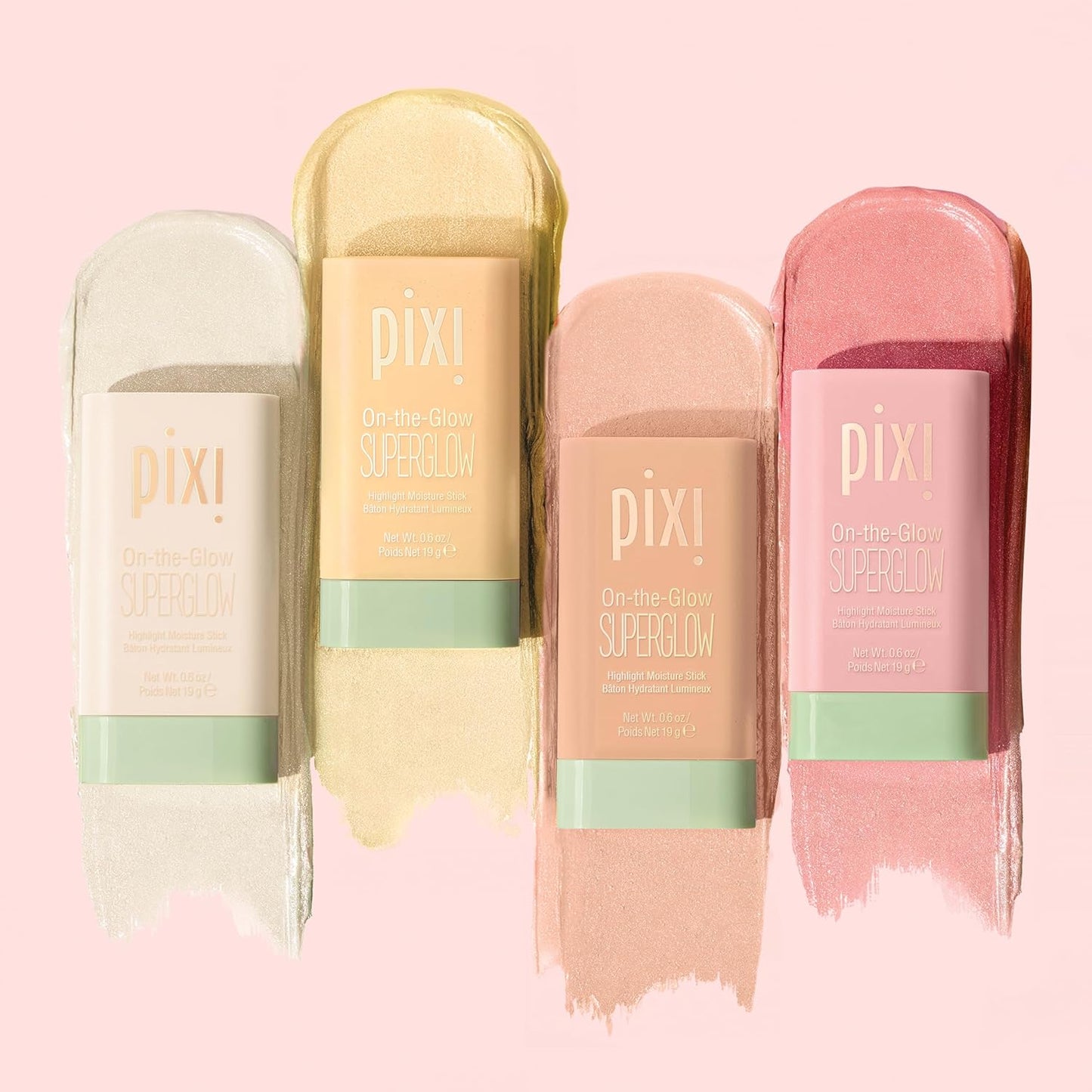 Pixi Beauty Radiance Ready On-the-Glow Trio - Hydrating Tinted Moisture Stick Blush, Bronzer & Highlighter Set | Travel Size, Vegan