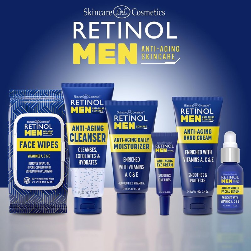 Retinol Men's Gel Cleanser - Exfoliating Anti-Aging Formula for Improved Skin Texture | Removes Dirt & Oil