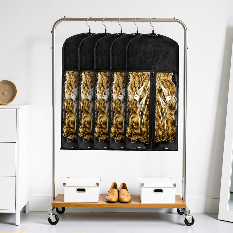 VARIPOWDER 10pcs Wig Storage Bags with Hanger Hair Extensions Storage for Multiple Wigs, Dust-Proof Wigs Bag with Strong Holder Home Travel Closet Wigs & Accessories
