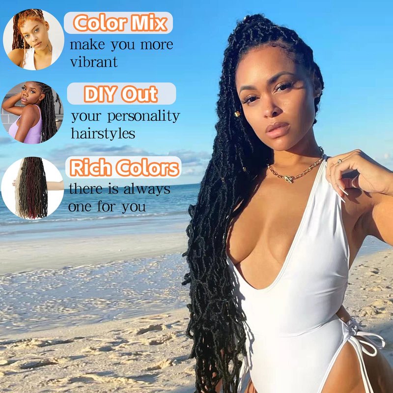 Soft Locs 26 Inch 7 Packs Ombre Crochet Hair Pre Looped Faux Locs Crochet Hair For Black Women Butterfly Locs Hair Nu Goddess Braids Crochet Hair(1B/30/27, 26 Inch, 7 Packs)