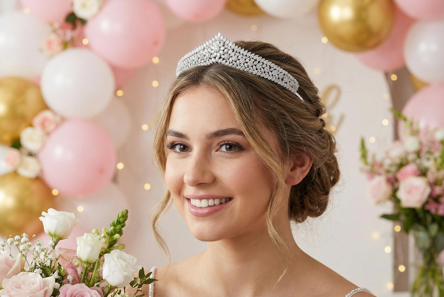 Cubic Zirconia Wedding Tiaras for Bride Small Sweet 16 Birthday Prom Queen Crown Pageant Headpieces Coronas Para 15 Anos Quinceaneras 2026 Silver Bridal Hair Accessories