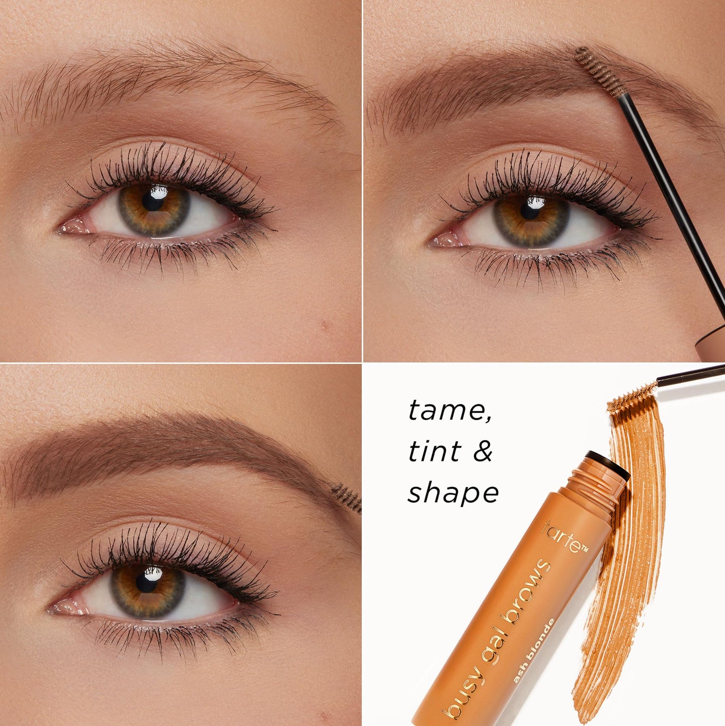 tarte busy gal tinted brow gel – 3-in-1 Waterproof Longwear Eyebrow Gel to Shape, Nourish and Condition, Tint & Set Brows, Vegan & Cruelty