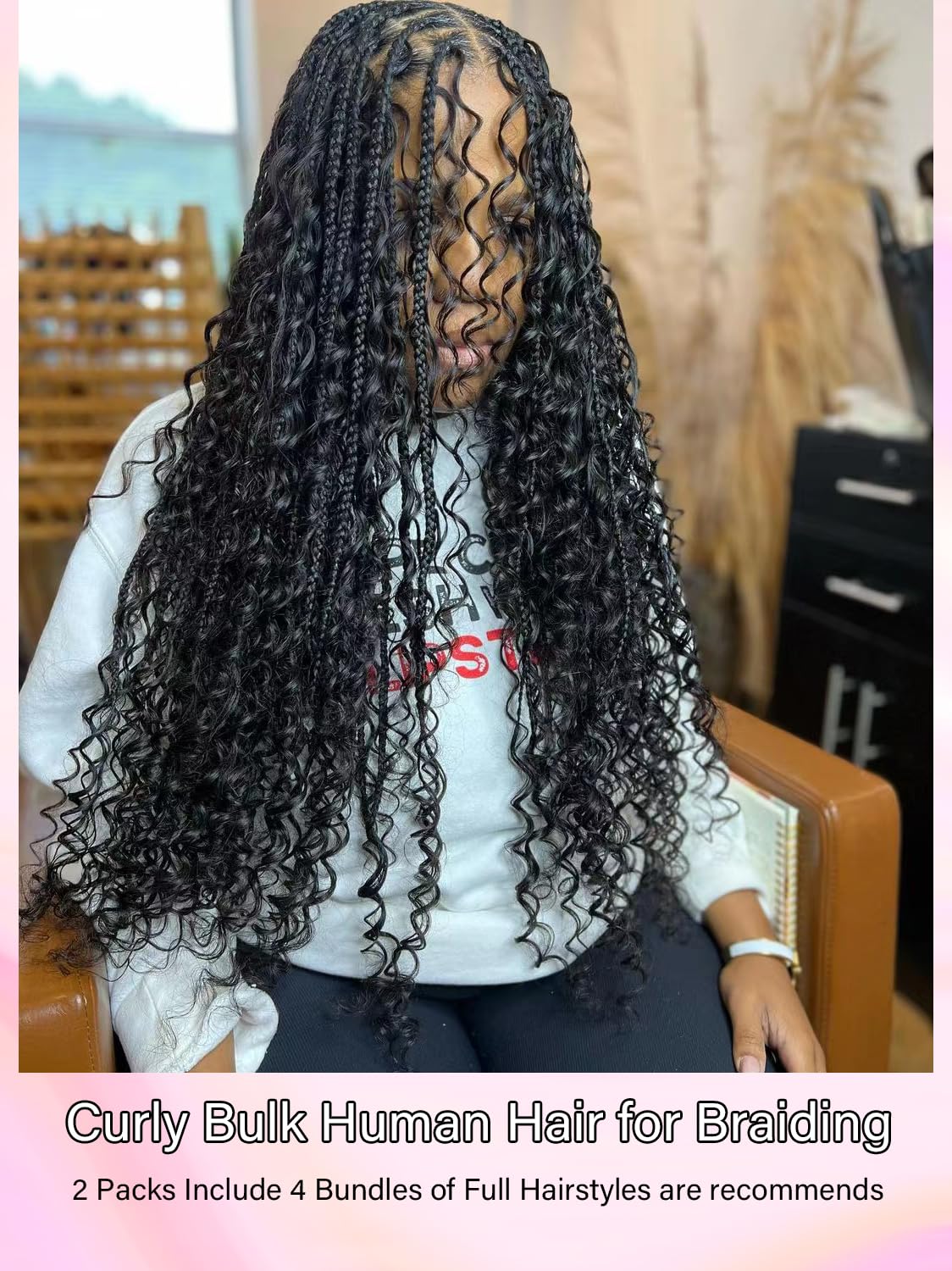 16Inch Human Braiding Hair Curly Human Hair Braiding Hair 100 Percent Human Braiding Hair For Boho Braids Bulk Human Hair For Braiding Wet Wavy 100g 2 Bundles No Weft Hair Extensions YNiSew