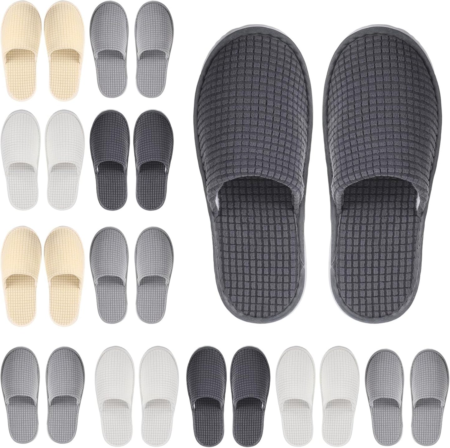 Geyoga 12 Pair Disposable Non-Slip House Slippers - Washable Closed Toe for Travel & Weddings
