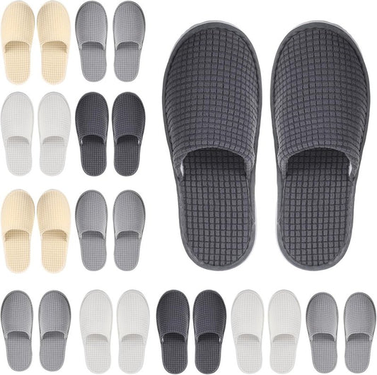Geyoga 12 Pair Disposable Non-Slip House Slippers - Washable Closed Toe for Travel & Weddings