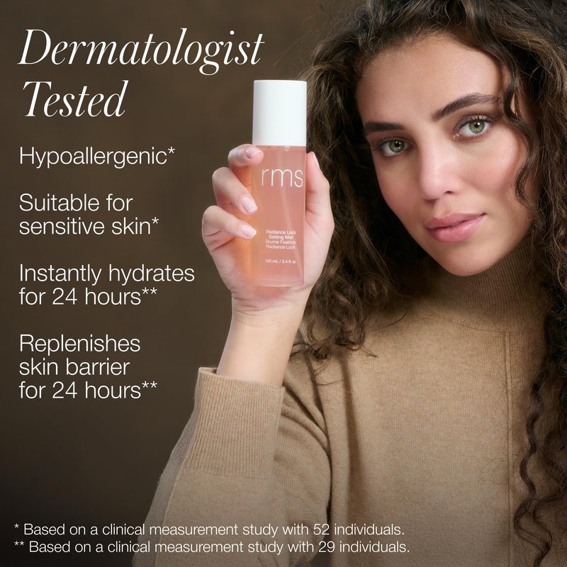 RMS Beauty Radiance Lock Setting Mist Hydrating Makeup Setting Spray Dewy Finish Long-Lasting Makeup Fixer Skin Soothing Botanicals Refreshing Face Mist 2 fl oz