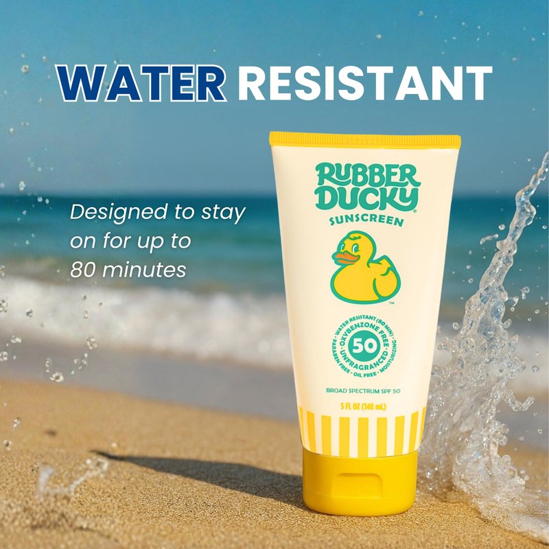 Rubber Ducky Sunscreen SPF 50 with Vitamin E - Lightweight & Water Resistant Sunblock for Kids - No White Cast Sunscreen Lotion, Unscented, Moisturizing & Non-Greasy, for Face and Body Use - 5oz, 2Pcs