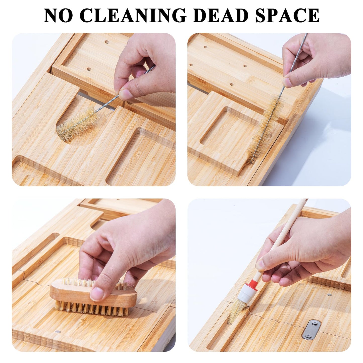 AUTODECO Bathtub Tray, Bamboo Bath Tray for Tub, Expandable Bath Tray with Bamboo Book Stand, Soap Tray, Bathtub & Bathroom Accessories Perfect for Home Spa, Natural Colour