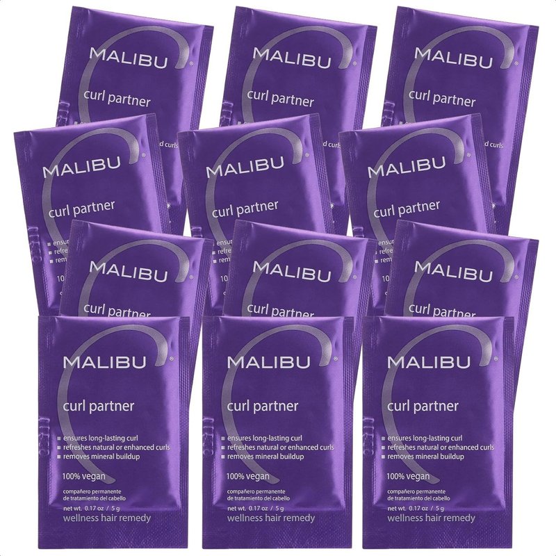 Malibu C Curl Partner Wellness Remedy (12 Packets) - Removes Mineral Build up for Healthier + Bouncier Curly Hair - Contains Gentle Antioxidants for Curly Hair Care