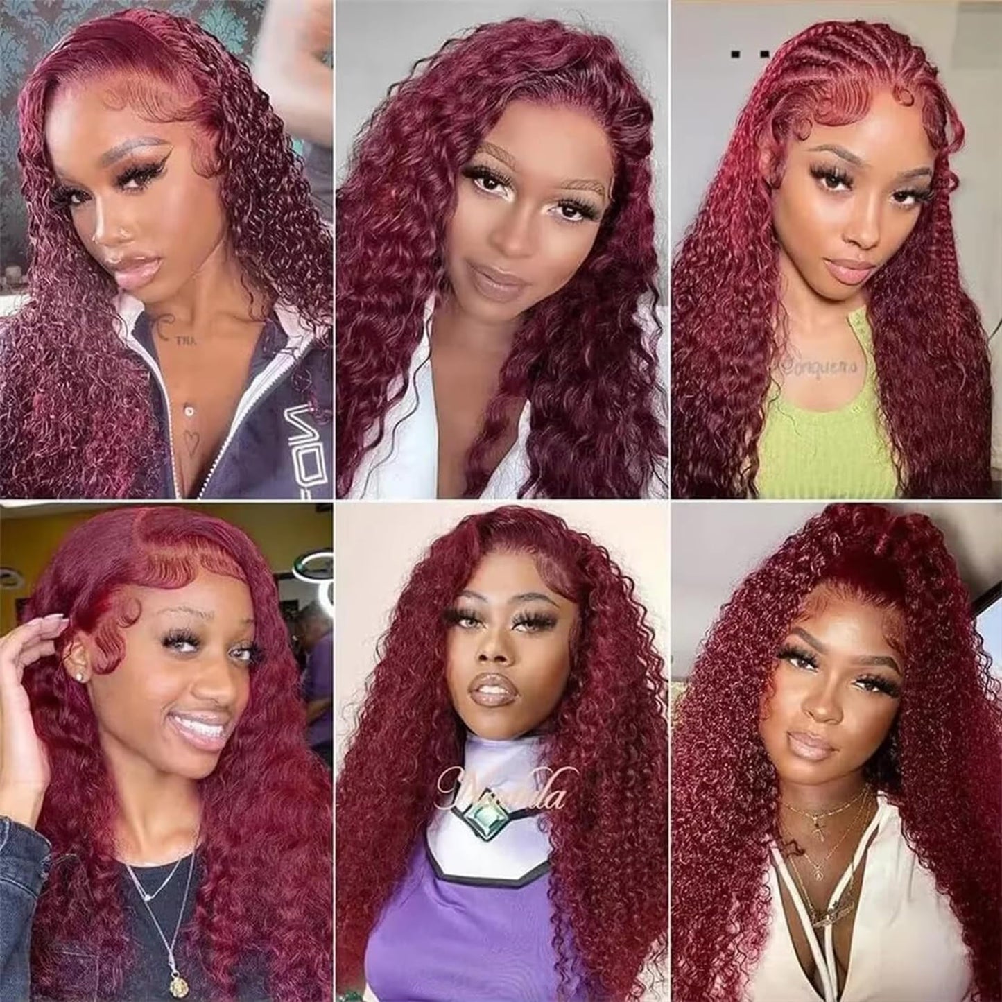 BOKIEOIE Burgundy Bundles Human Hair Unprocessed Brazilian Virgin Curly Wave Human Hair Bundles 16 16 16 inch Wine Red 3 Bundles Color #99J Double Weft Hair Extensions 300g Total for Black Women