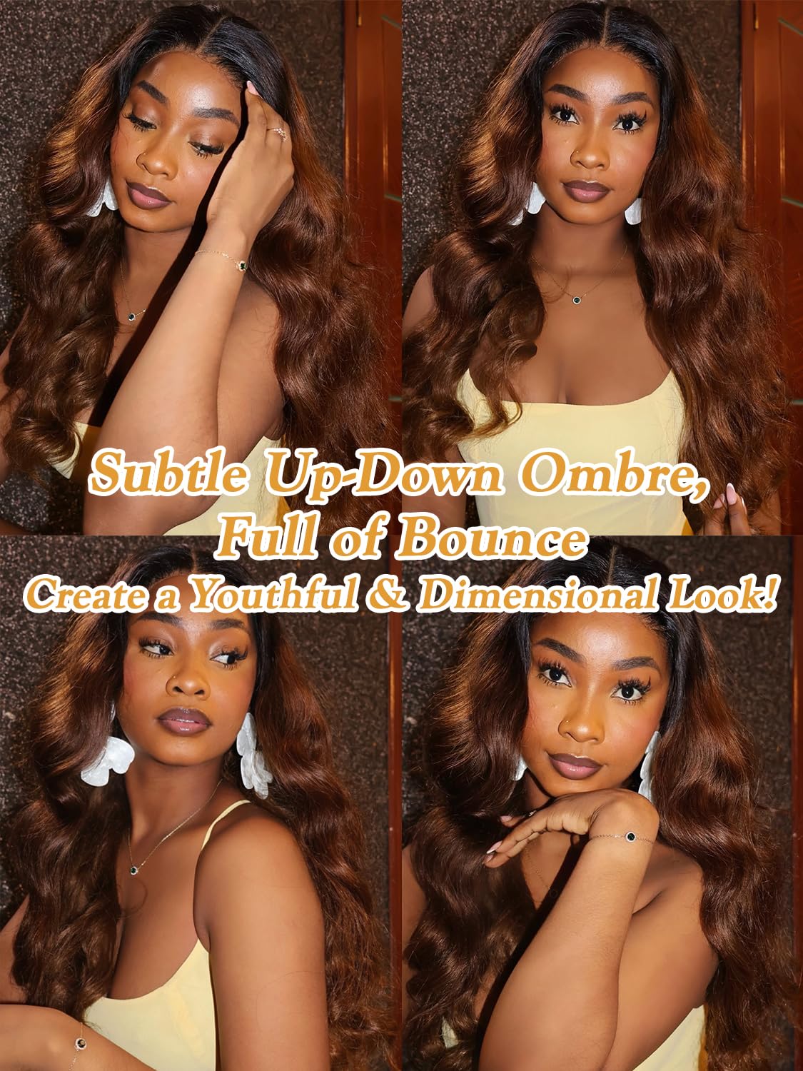 Two Tone Color T1B/30 Ombre Honey Brown Human Hair Bundle Body Wave 14 Inch