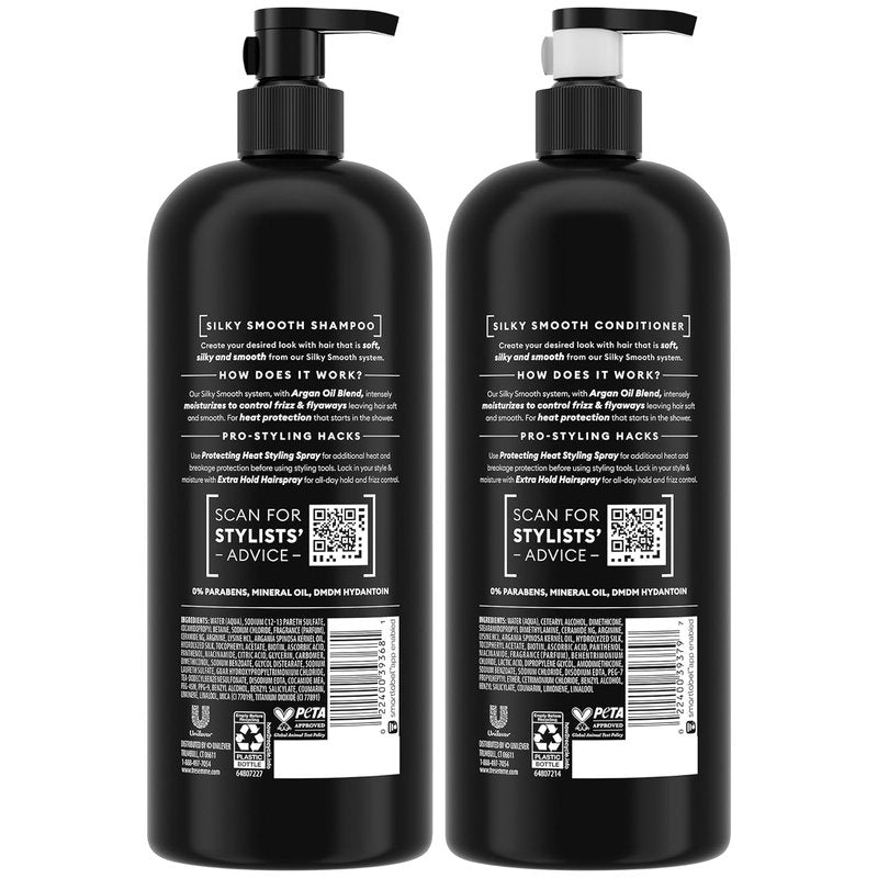 TRESemmé Silky & Smooth Shampoo and Conditioner Set | Keratin Repair Hair Mask - Anti-Frizz, Argan Oil Blend (3 Pieces)