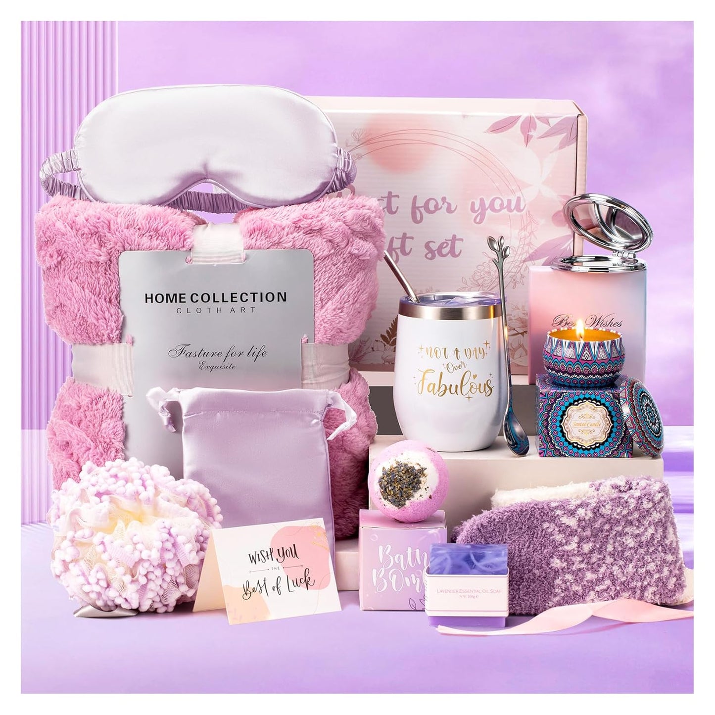 Unique Get Well Soon Gifts for Women - Self Care Bath Set & Relaxation Basket | Thoughtful Care Package with Blanket