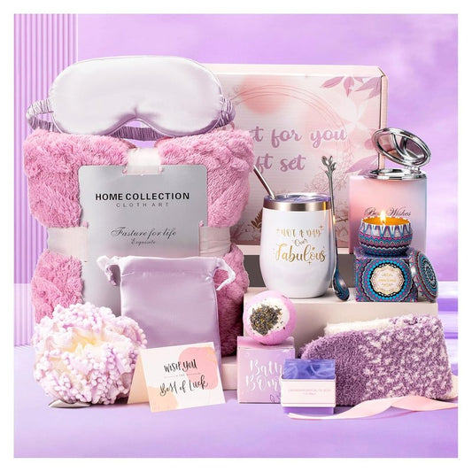 Unique Get Well Soon Gifts for Women - Self Care Bath Set & Relaxation Basket | Thoughtful Care Package with Blanket