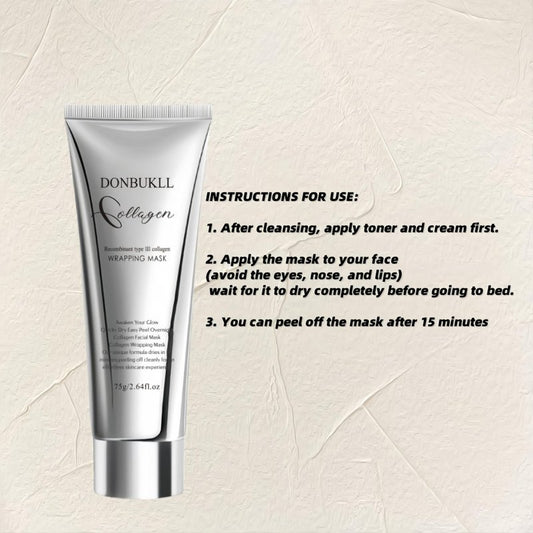 DONBUKLL Hydrolyzed Collagen Night Wrapping Mask - 2.64 fl.oz | Overnight Peel Off for Elasticity, Hydration & Tight Skin | Reduce Sagging & Dullness