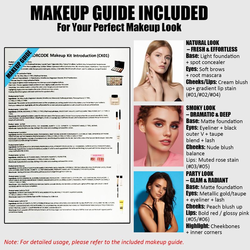 Makeup Set for Teens, All in One Makeup Kit for Women Full Kit with Eyeshadow Palettes Face Concealer Foundation Lip Stain Blush Eyebrow Pen Makeup Brushes, Beginner Friendly Make Up Sets (CK02)