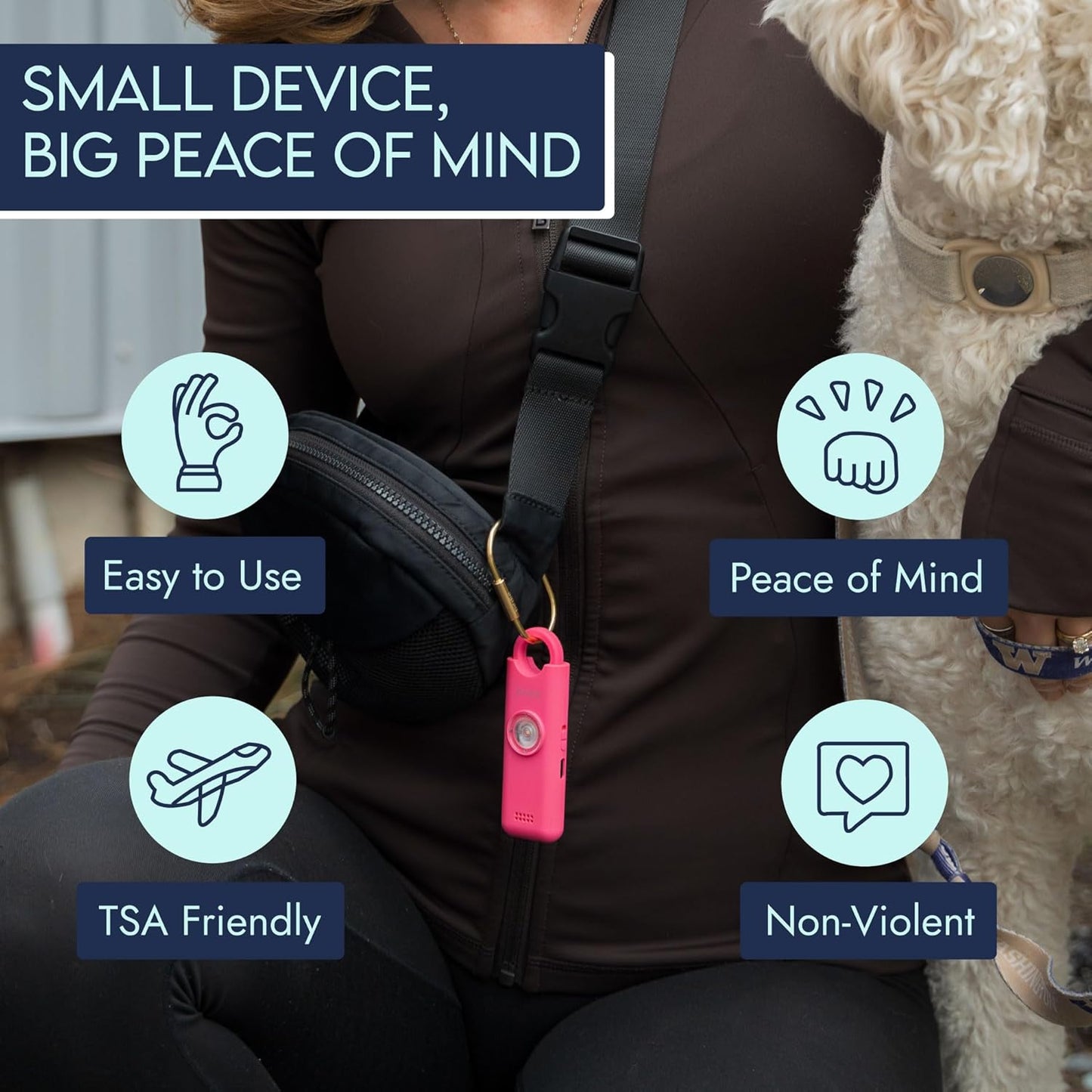 Personal Safety Alarm for Women - Loud Siren, Flashlight & Rechargeable Battery | Coral Orange