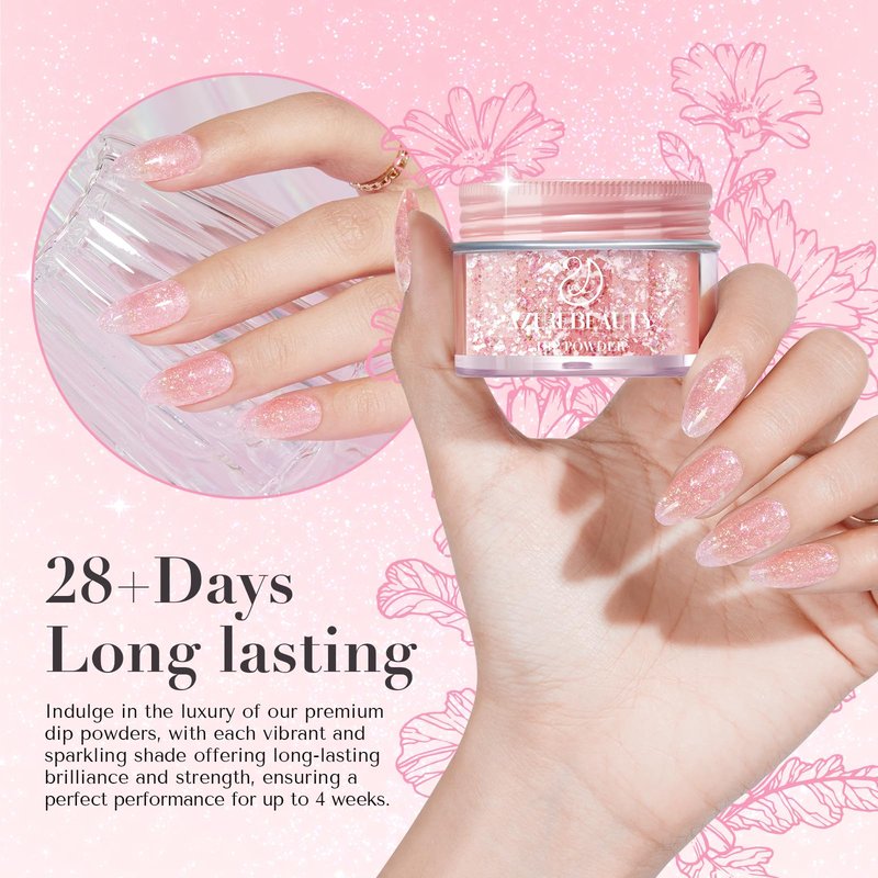 AZUREBEAUTY Grey Glitter Nail Dip Powder Colors 28g/1oz Dipping Powder 2X Shining French Art Starter Manicure Beginner DIY Salon Home Gift Long Lasting Dip Nail Powder