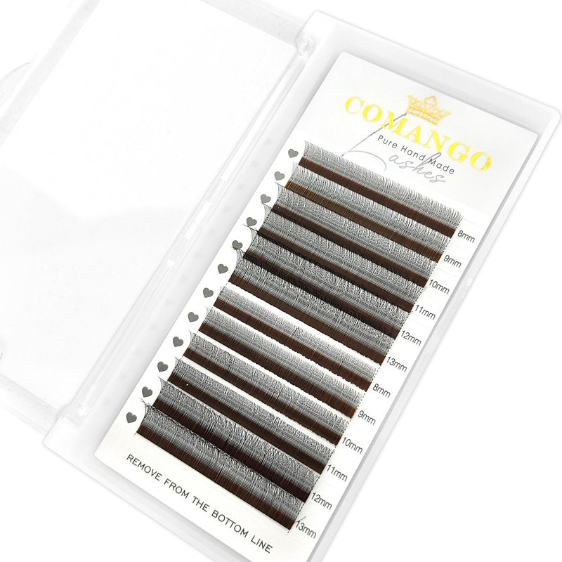 CoMango Fox EyeLashes Extension 2D Fans Flying YY Lashes Y Shaped Wispy Lashes Foy YY Lashes Mink Premade Lash Fans C/D Curly Natural Fluffy Handmade Individual Eyelash Fans(Black,2D-D-mix8-13mm)
