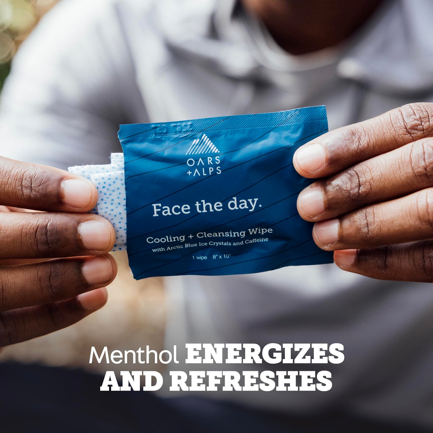 Oars + Alps Cooling Face & Body Wipes, Dual Sided Cleansing Wipes Towelettes for Post Workout, Activities,Commutes, Dermatologist Tested Skin Care with Menthol & Ginseng, Travel Friendly, 14ct