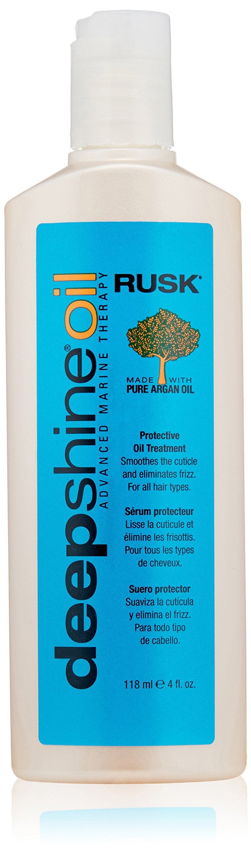 RUSK Deepshine Oil Protective Treatment, Pure Argan Oil, Improves Elasticity, and Leaves Hair with No-Frizz, Soft, Silky, and Manageable, 4 fl. oz.