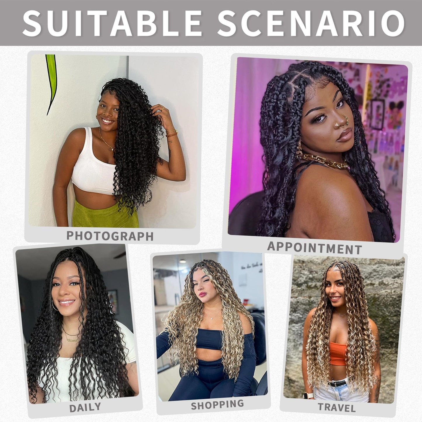24 Inch Goddess Box Braids Crochet Hair 7 Packs Boho Braids Pre Looped Crochet Braids With Curly Ends Synthetic Bohemian Crochet Braiding Hair for Women, 1B/30/27