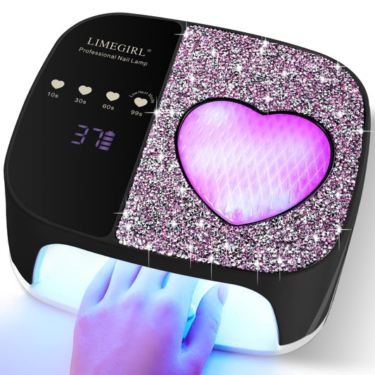 LIMEGIRL UV LED Nail Lamp Kit for Gel Polish Professional Fast Curing Black Dryer Light Set with 4 Timer Settings Cordless Rechargeable Nail Art Cure Machine for Manicure Pedicure at Home and Salon