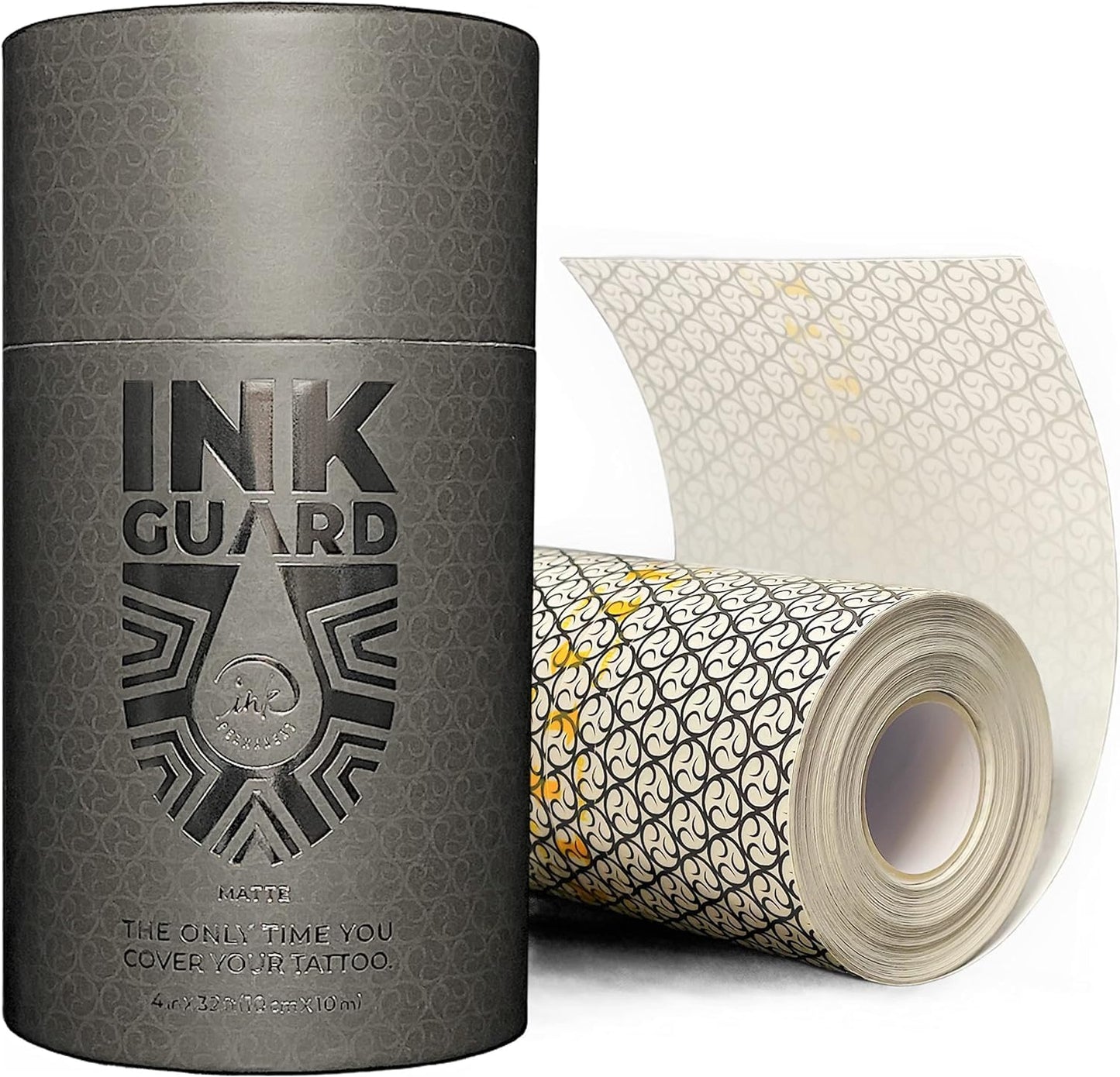 Ink Guard Tattoo Aftercare Bandage – Matte Waterproof Adhesive Film, Transparent Protective Tattoo Cover, Heal Tattoos or Minor Skin Wounds – 6"x11yd (15cm x 10m)