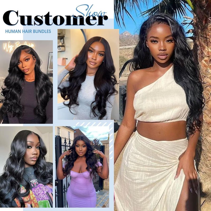12A Human Hair Bundles 26 Inch Body Wave 100% Unprocessed Brazilian Virgin Weave 1 Bundle for Women Natural Black Real Body Wavy Human Hair Extensions