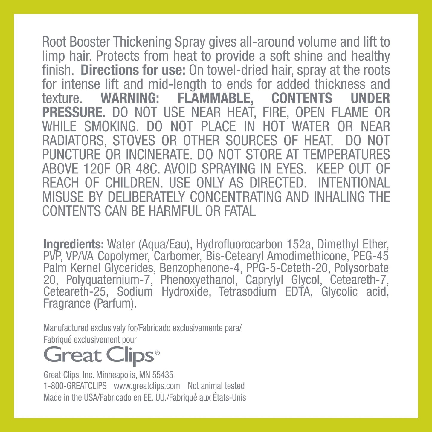 GREAT CLIPS Solutions Root Booster Thickening Spray, 10oz | Protects Against Humidity & Heat Damage | Adds Volume, Body & Lift | For Fine to Medium Hair