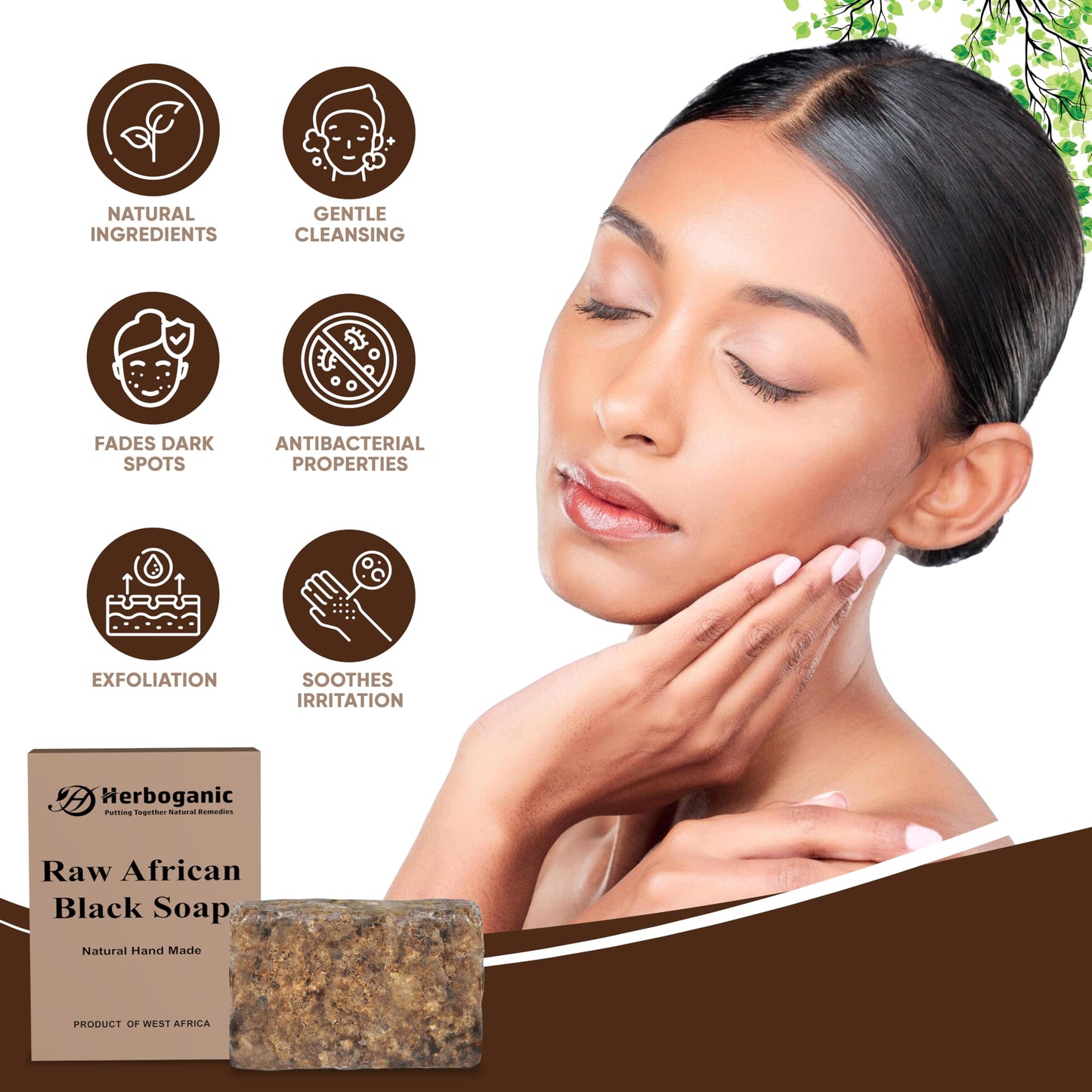 HERBOGANIC Raw African Black Soap (Raw African Black Soap 6 Oz. (Pack of 12))