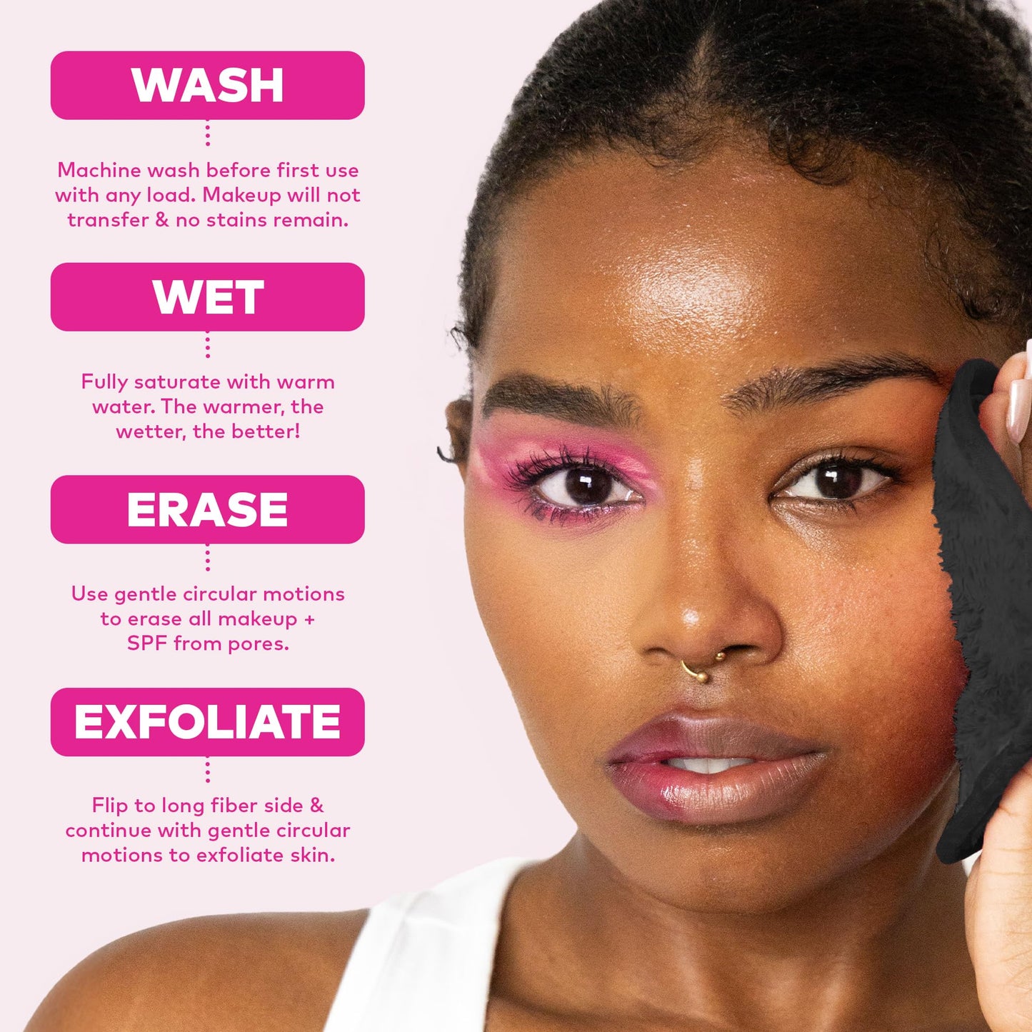 The Original MakeUp Eraser 7-Day Set, Erase All Makeup With Just Water, Including Waterproof Mascara, Eyeliner, Foundation, Lipstick, Sunscreen, and More! Chic Black, 7ct.