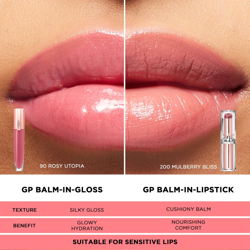 L'Oreal Paris Glow Paradise Hydrating Tinted Lip Balm-in-Gloss with Pomegranate Extract & Hyaluronic Acid, Ultra-Gentle, Non-Sticky Formula, Pristine Pink, 0.23 Fl Oz