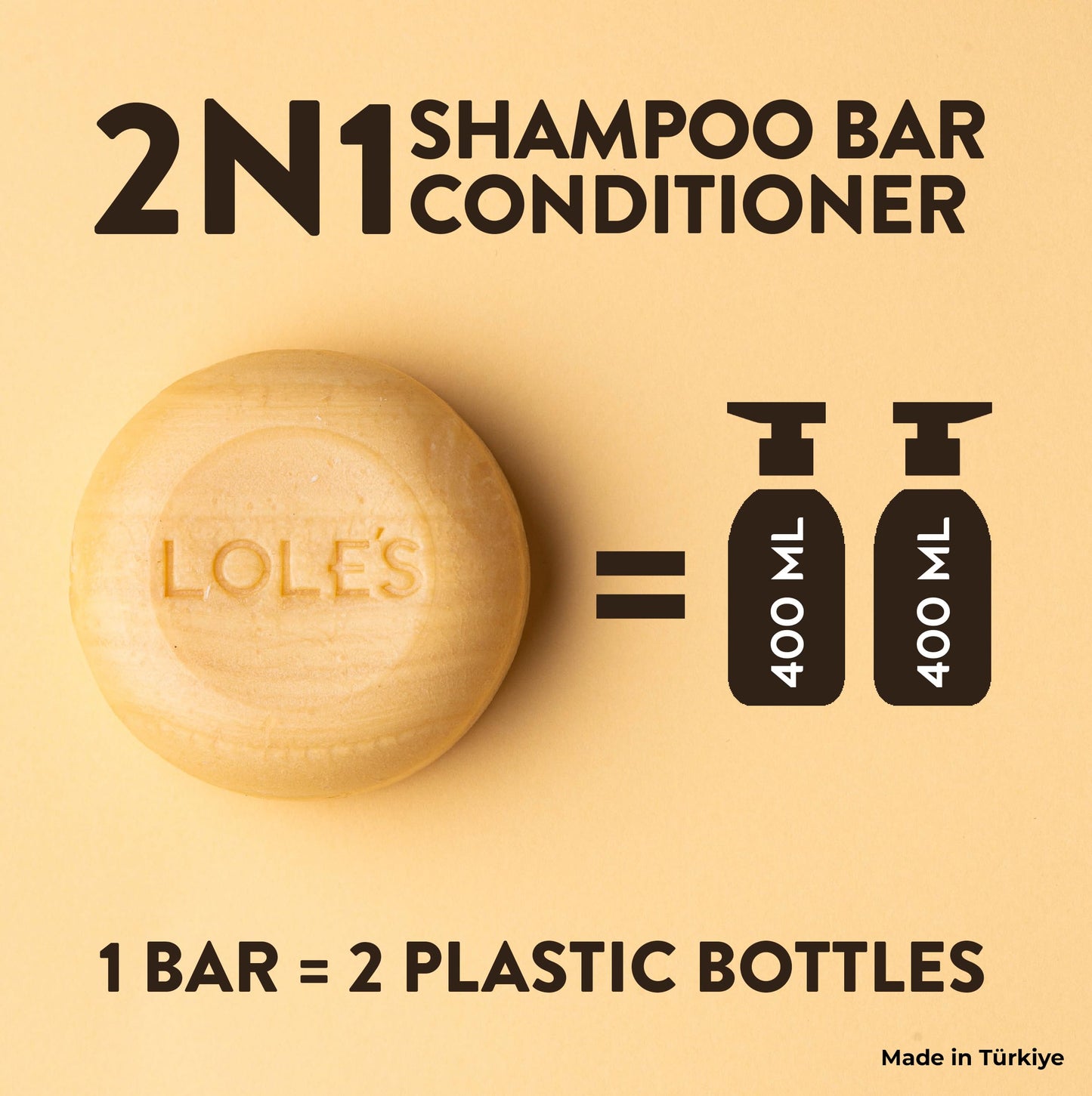 LOLE'S Shampoo Bar and Conditioner, 2 in 1 Cleaning Hair, 99% Natural Origin, Sustainably Sourced, 3.5Oz